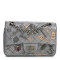 Metallic Calfskin Quilted Lucky Charms 2.55 Reissue 224 Flap Dark Silver