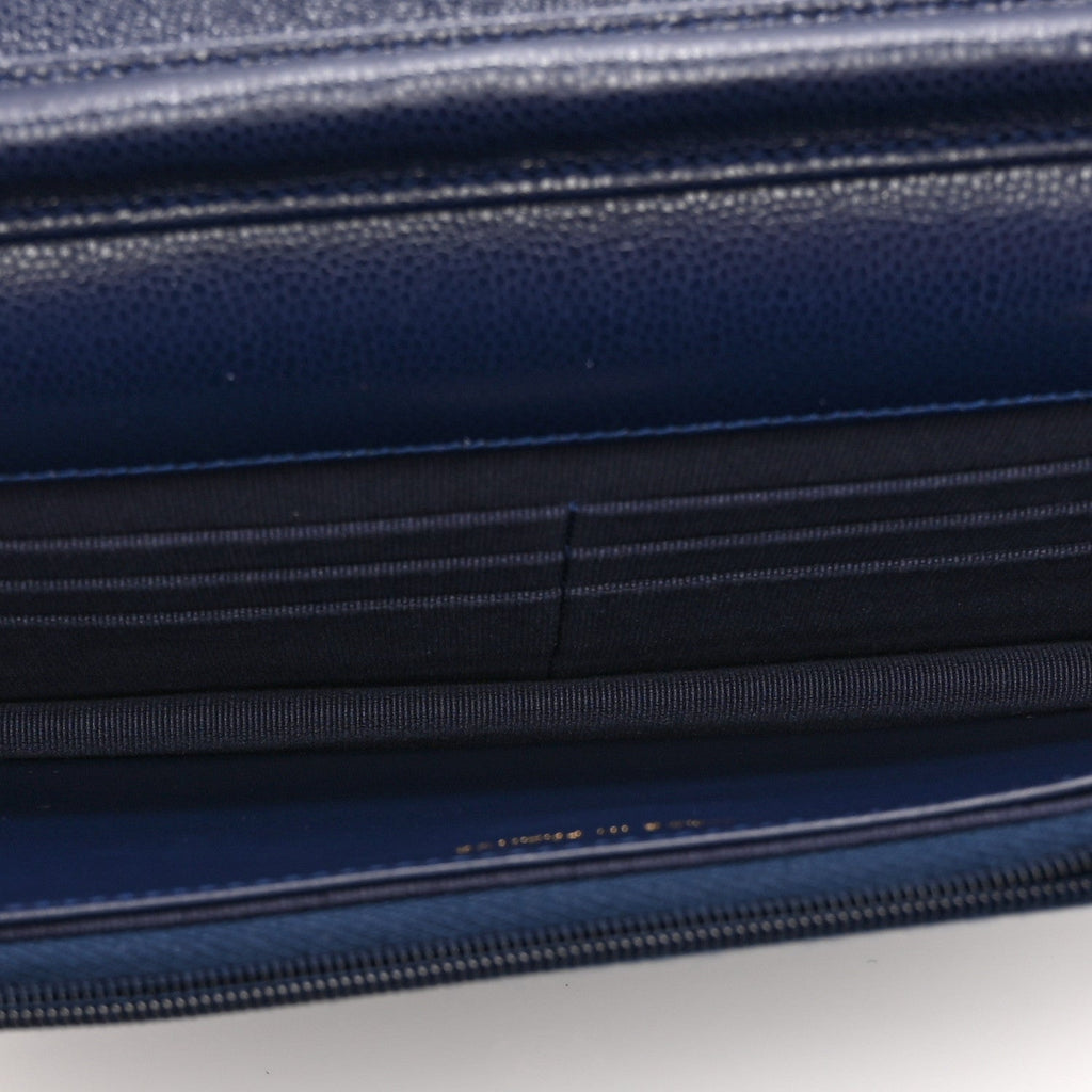 Caviar Quilted Wallet on Chain WOC Navy Blue