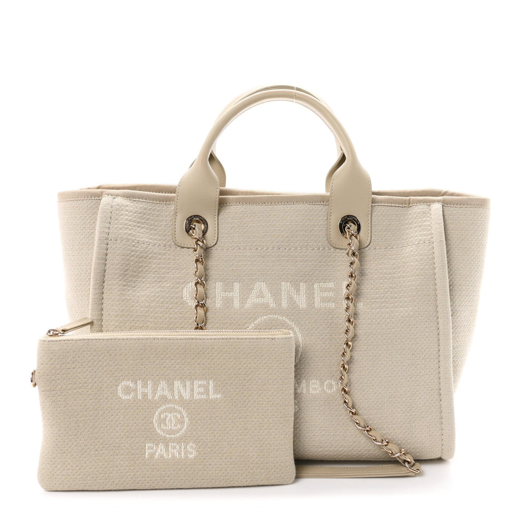 Mixed Fibers Small Deauville Tote Beige