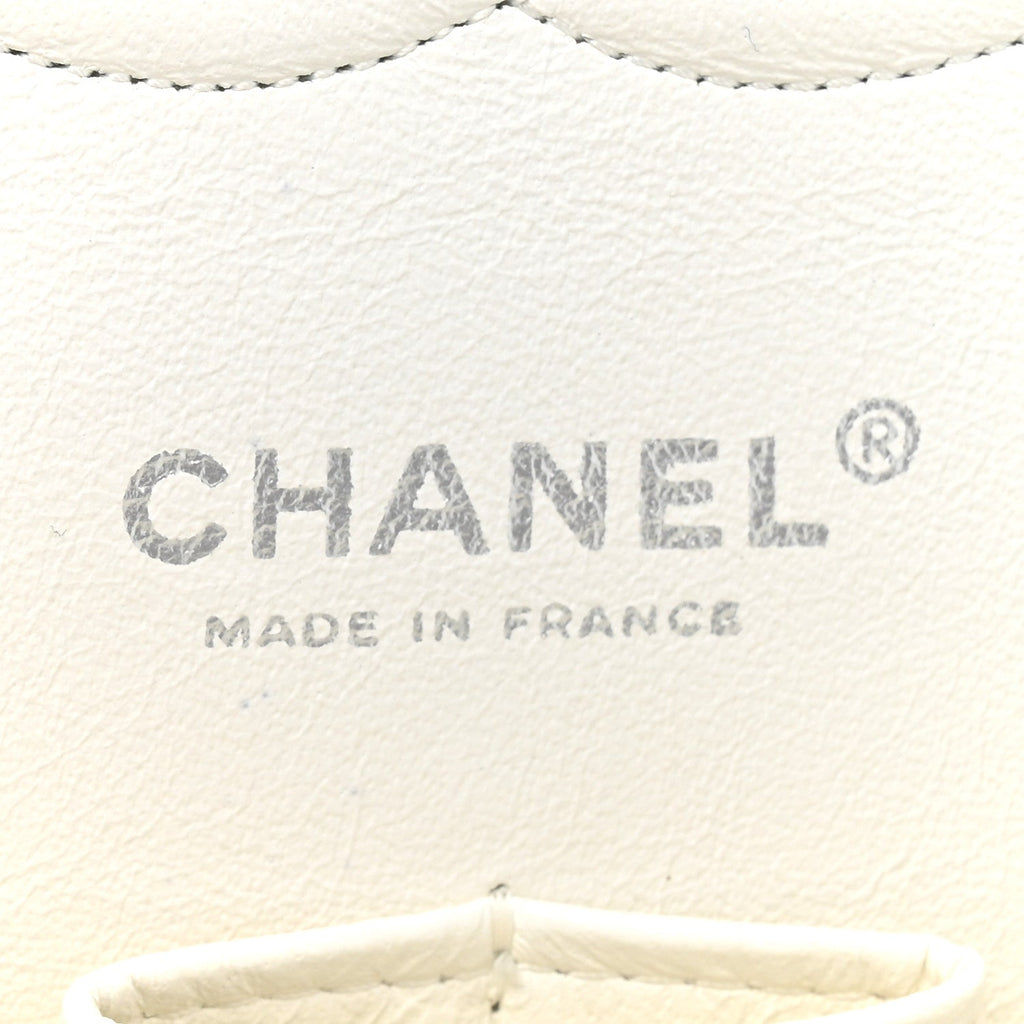 Caviar Quilted Medium Double Flap White