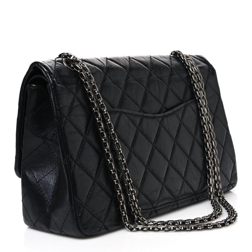 Aged Calfskin Quilted 2.55 Reissue 227 Flap Black