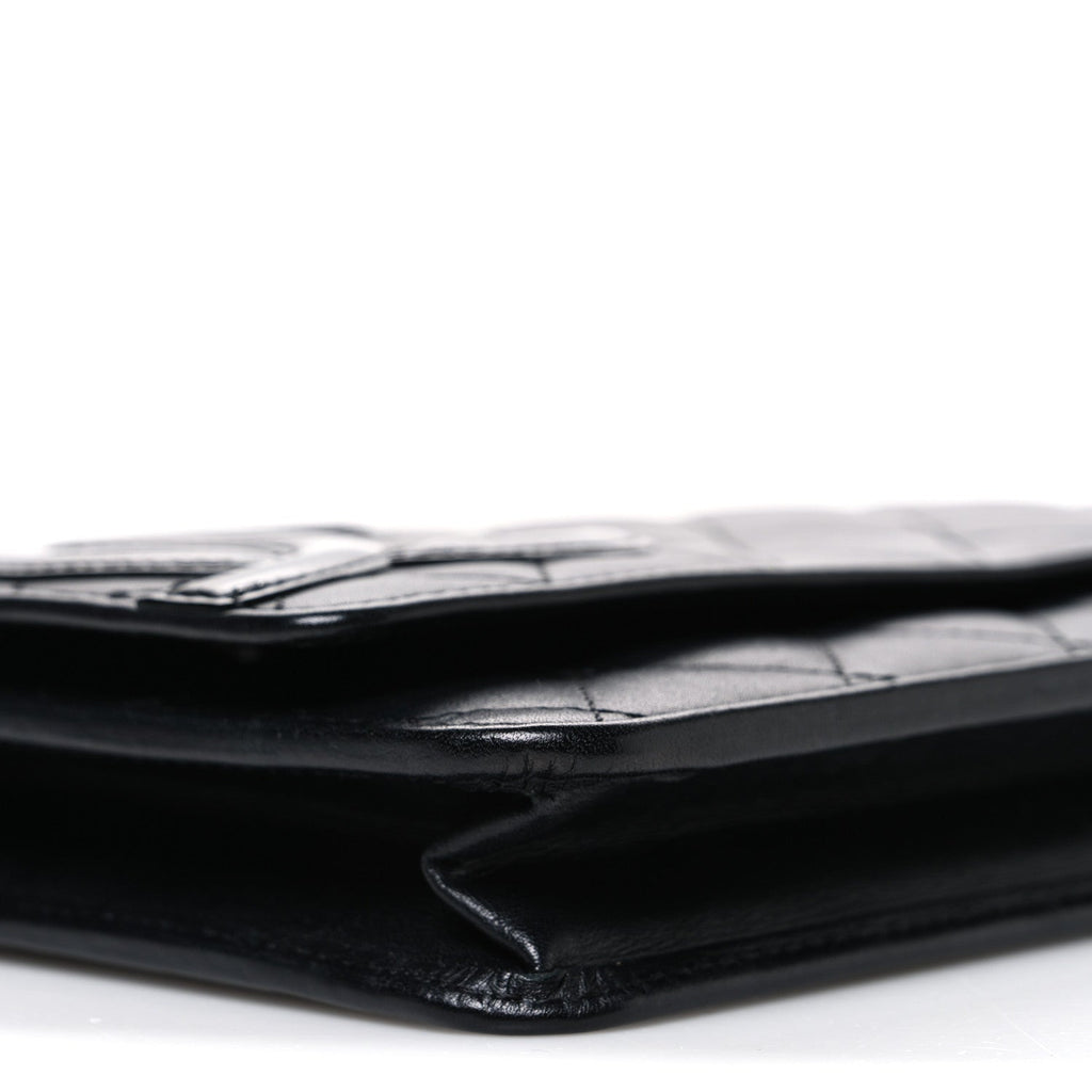 Calfskin Quilted Cambon Wallet on Chain WOC Black