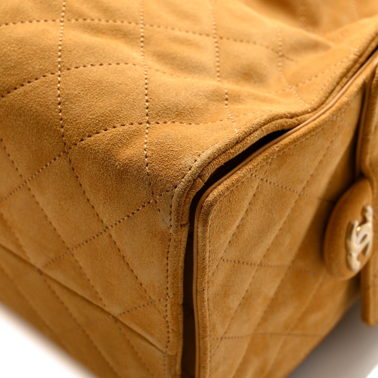 Suede Quilted Medium Chanel 25 Handbag Beige