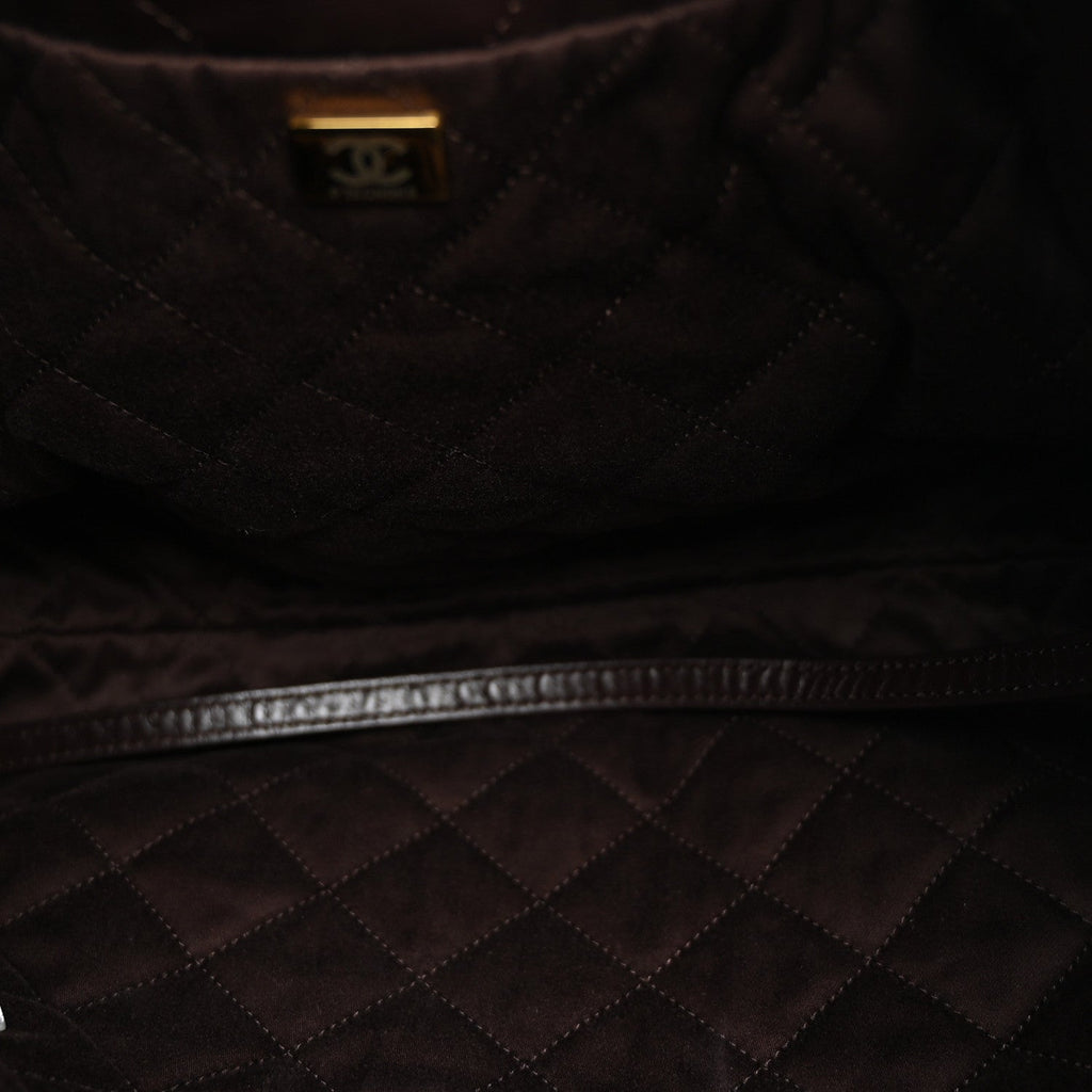 Shiny Calfskin Quilted Small Chanel 22 Dark Brown