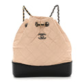Aged Calfskin Quilted Small Gabrielle Backpack Beige Black