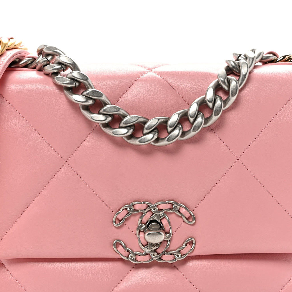 Lambskin Quilted Medium Chanel 19 Flap Light Pink