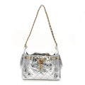 Metallic Aged Calfskin Quilted Mini Chanel 25 Handbag Silver