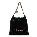 Velvet Sequin Quilted Chanel 22 Black