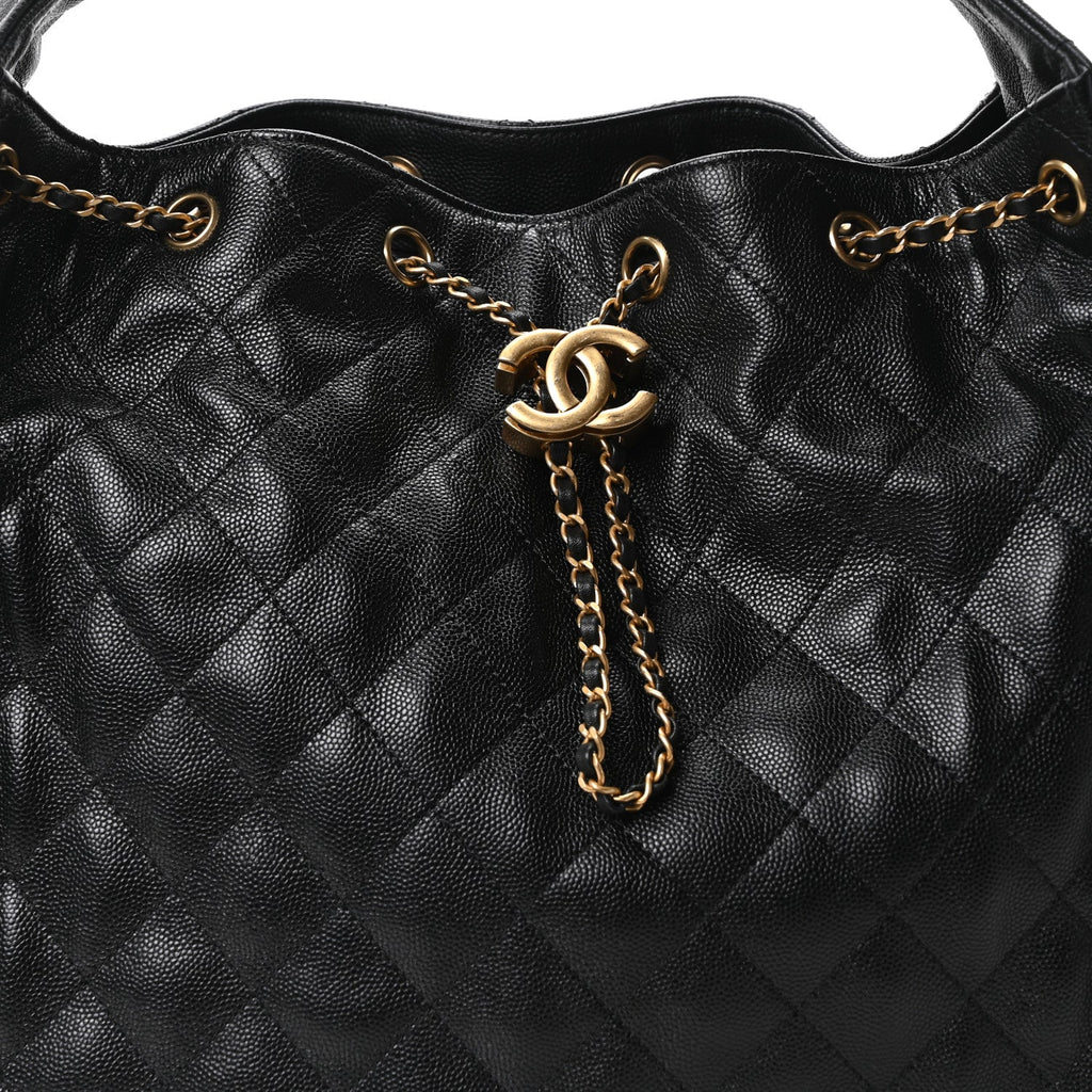 Caviar Quilted Medium Chanel 25 Handbag Black