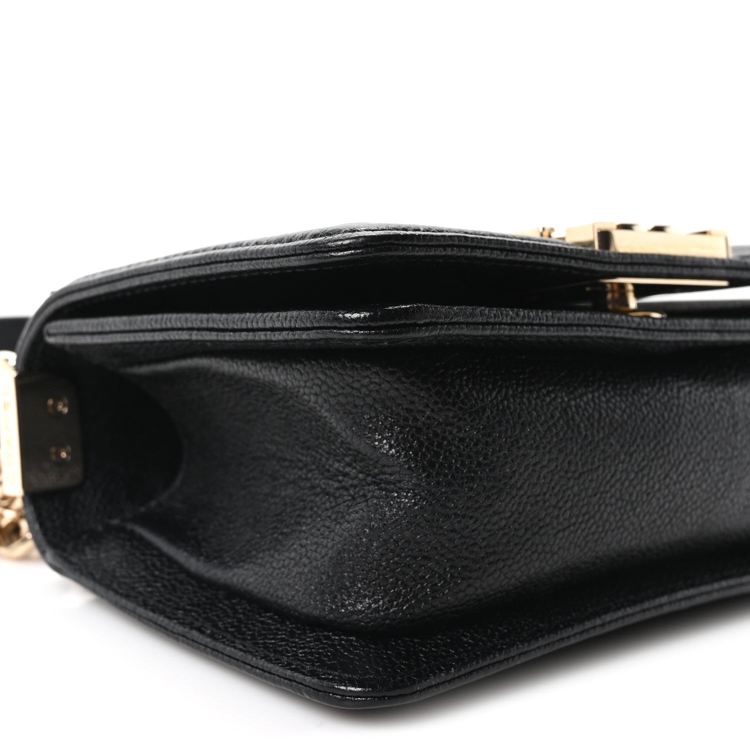Caviar Chevron Quilted Mini Boy Flap Black