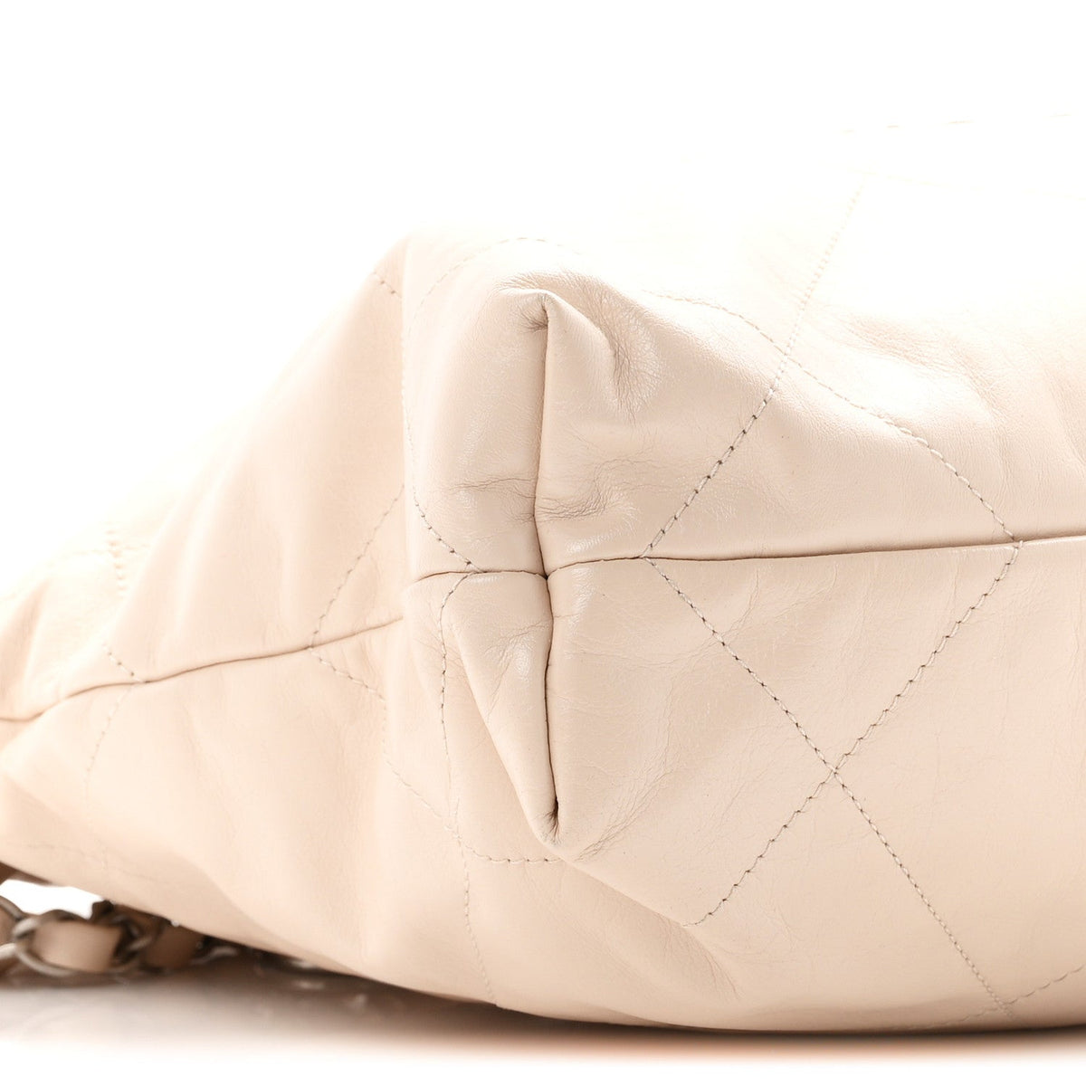 Shiny Calfskin Quilted Small Chanel 22 Ecru