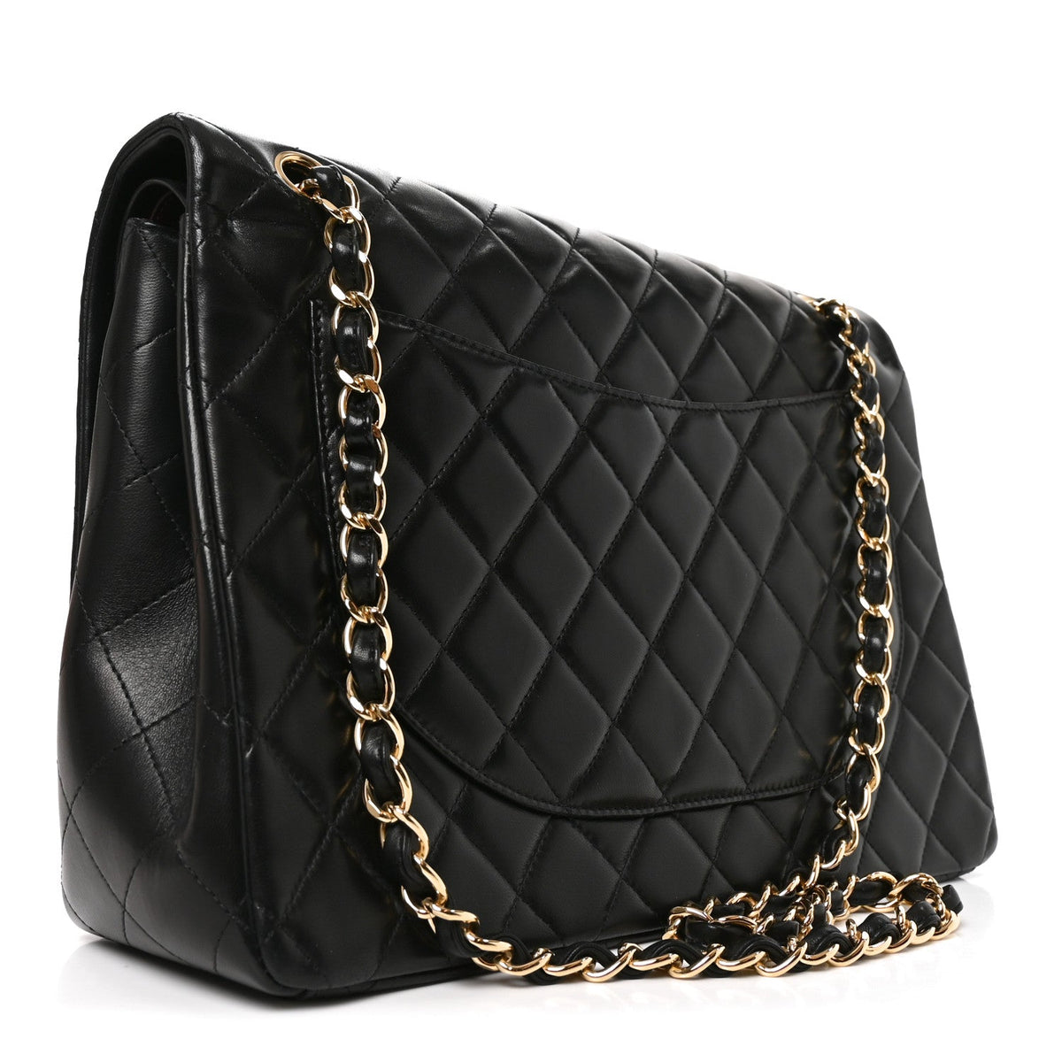 Lambskin Quilted Maxi Double Flap Black