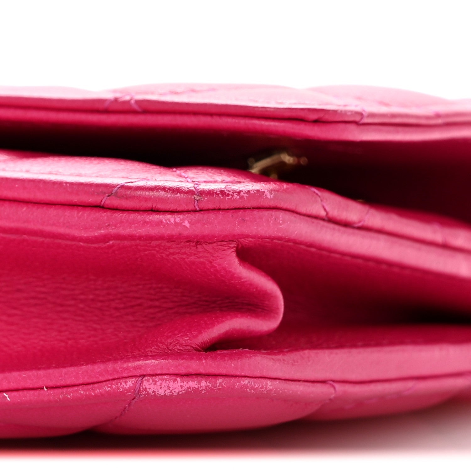 Lambskin Quilted Top Handle Wallet On Chain WOC Pink