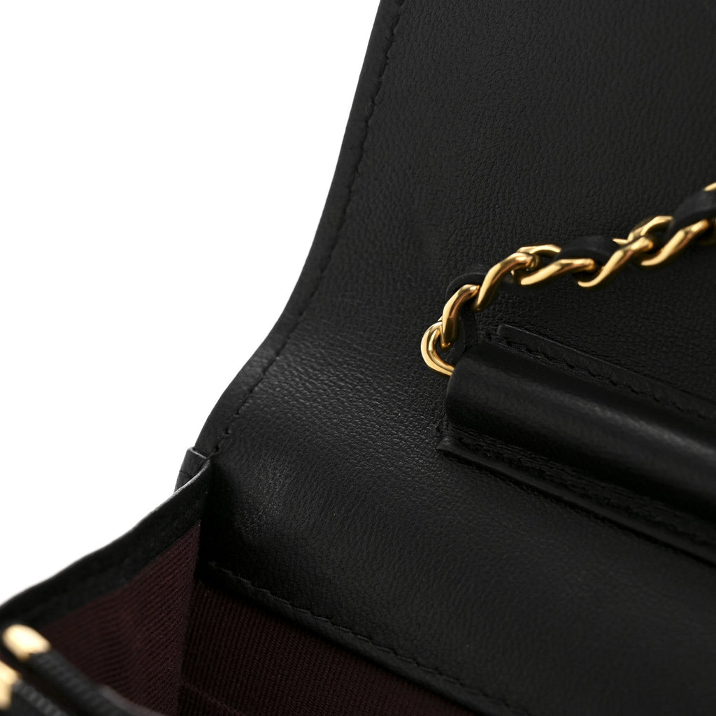 Lambskin Quilted Wallet On Chain WOC Black