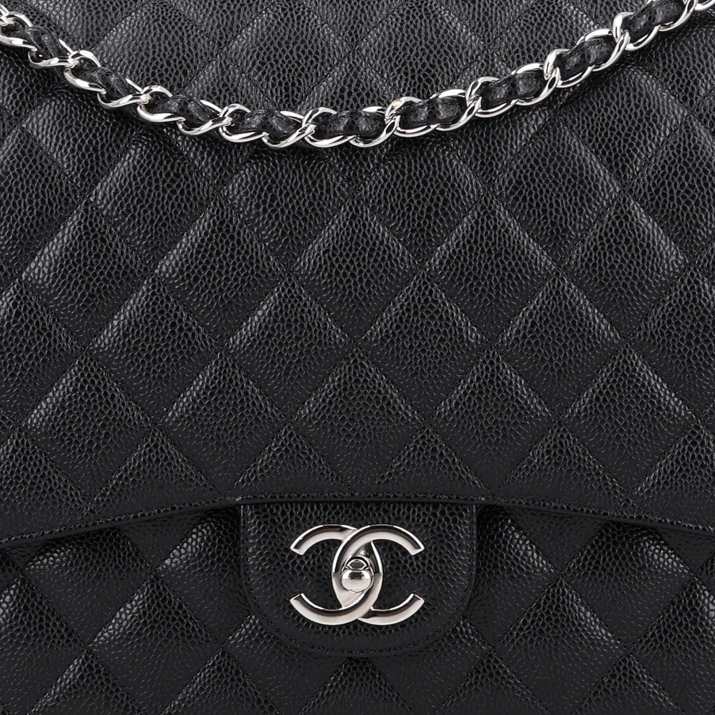 Caviar Quilted Maxi Double Flap Black