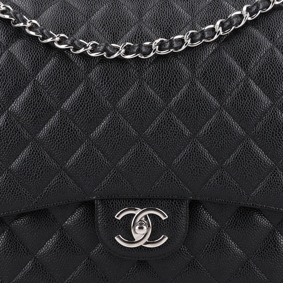 Caviar Quilted Maxi Double Flap Black