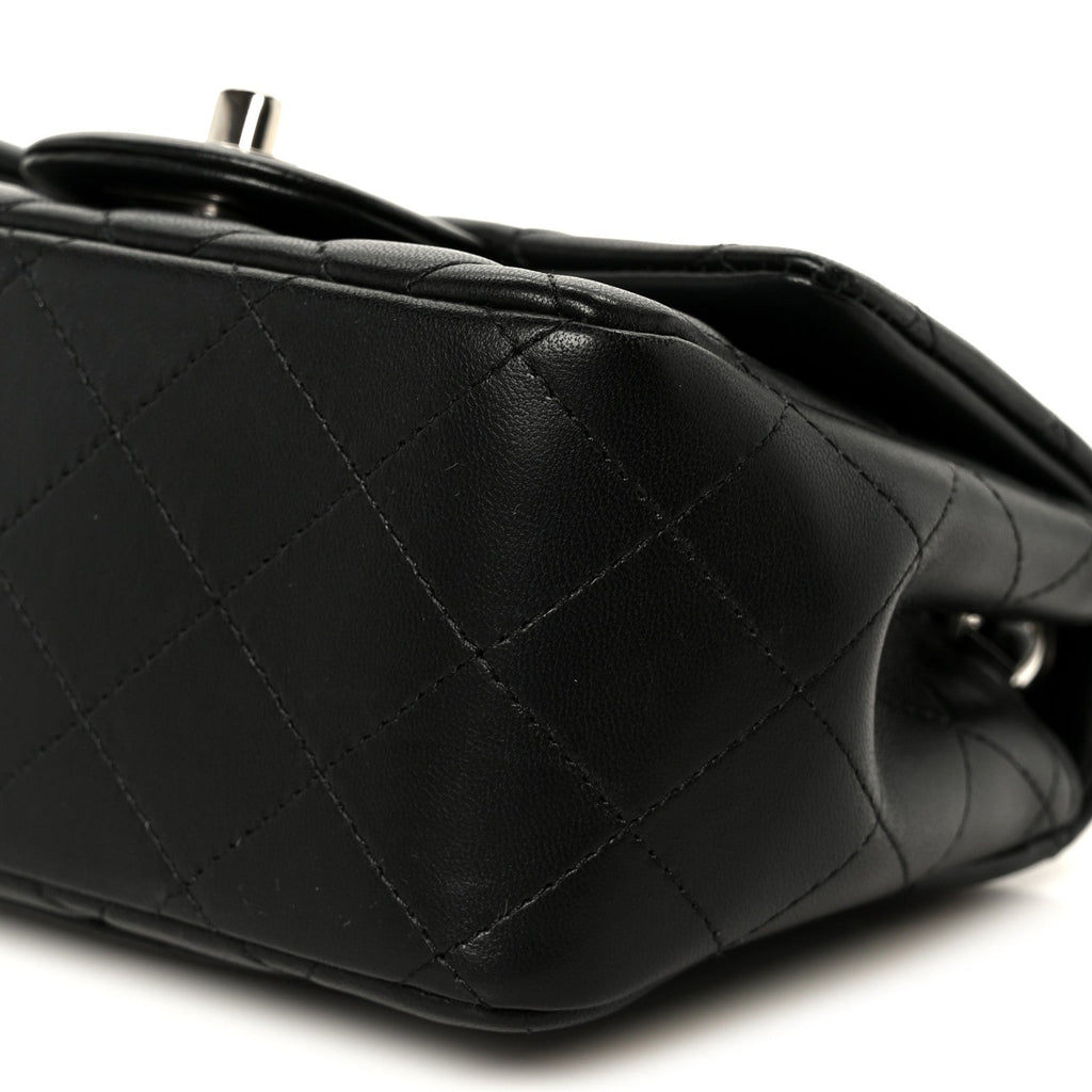 Lambskin Quilted Mini Square Flap Black