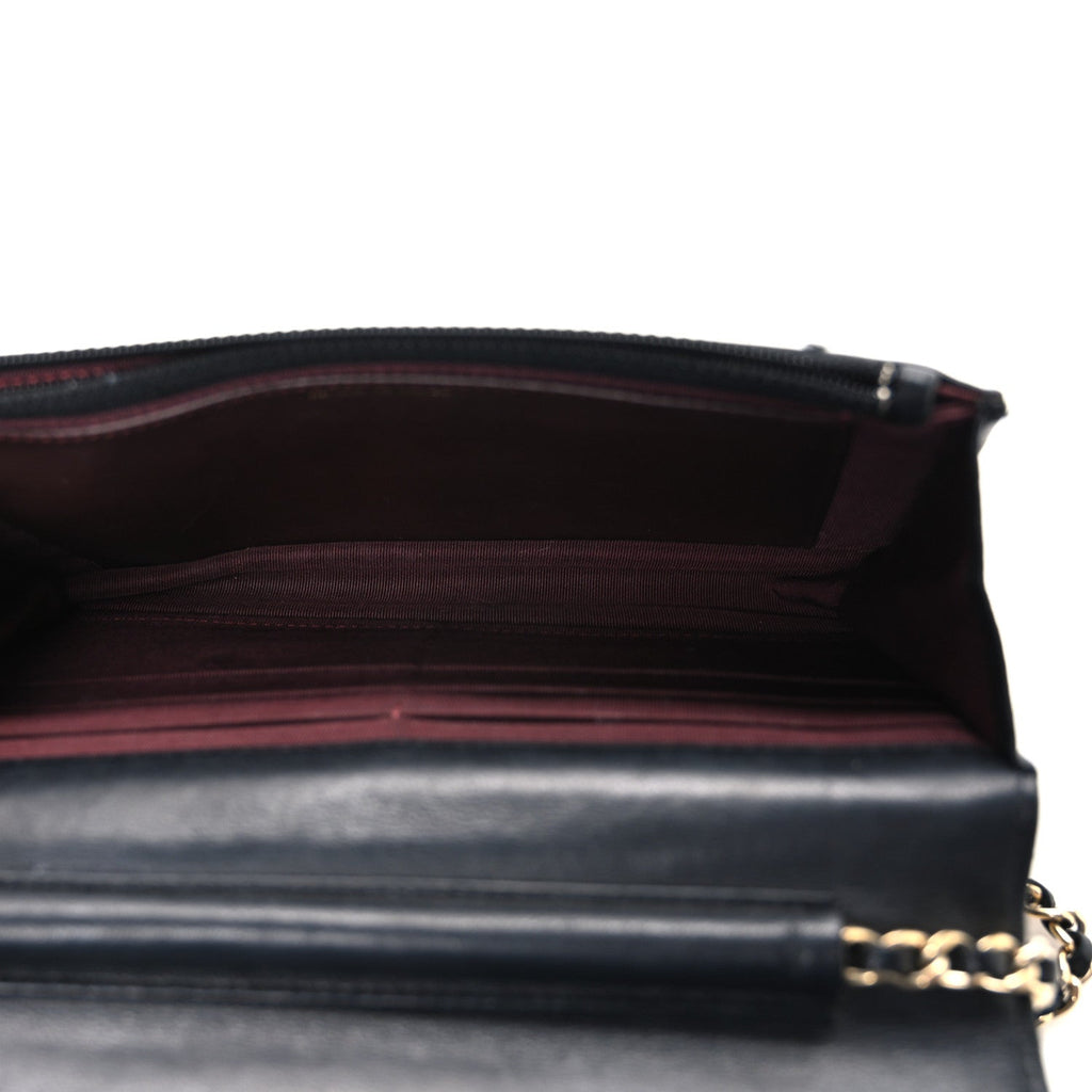 Lambskin Quilted Wallet On Chain WOC Black