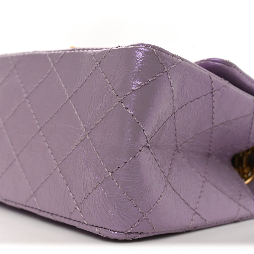 Glittered Aged Calfskin Quilted Mini 2.55 Reissue Flap Lilac