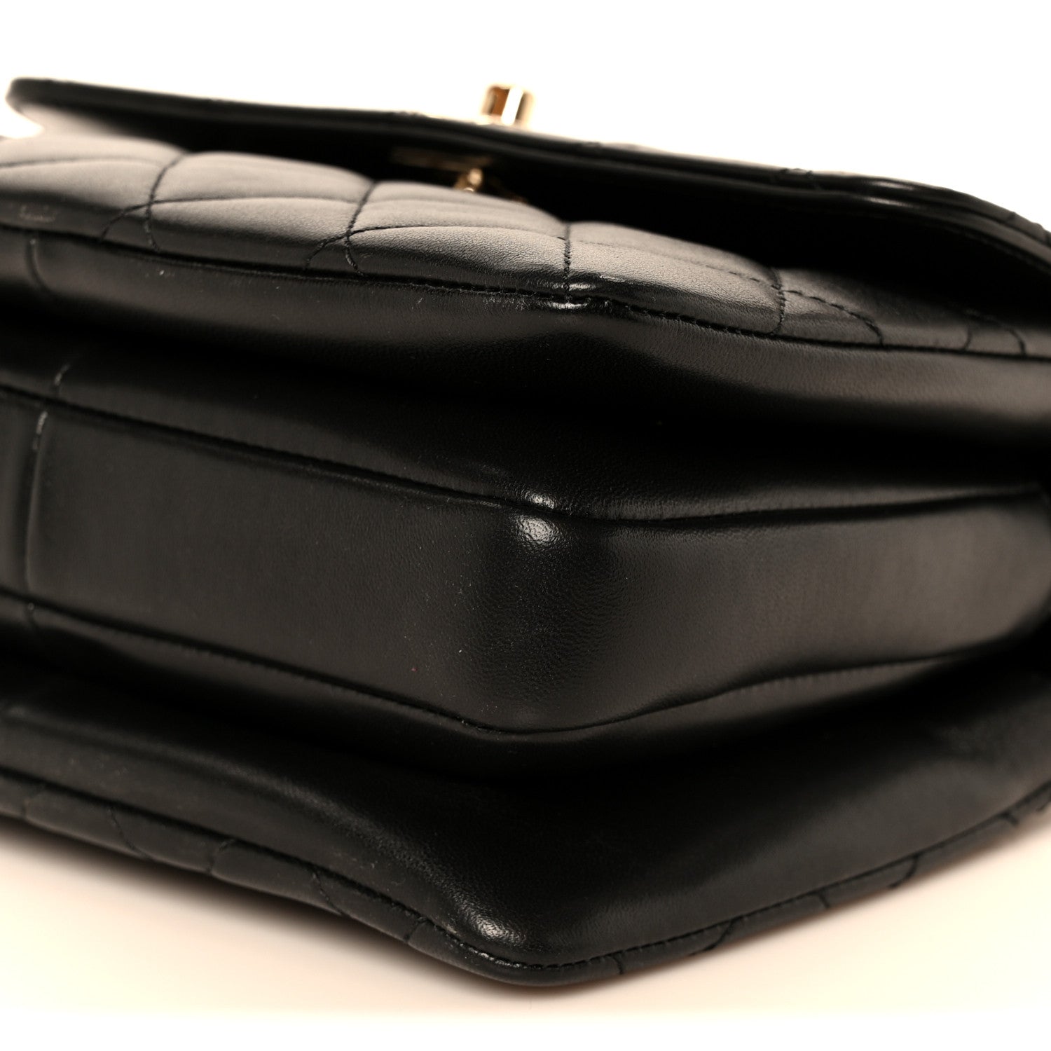Lambskin Quilted Mini Trendy CC Dual Handle Flap Bag Black