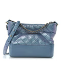 Iridescent Aged Calfskin Quilted Medium Gabrielle Hobo Blue