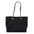Mixed Fibers Calfskin Small Deauville Tote Black