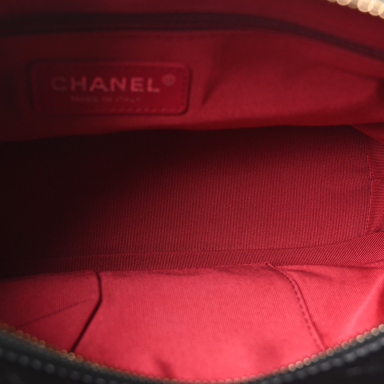 Aged Calfskin Quilted Small Gabrielle Logo Hobo Black
