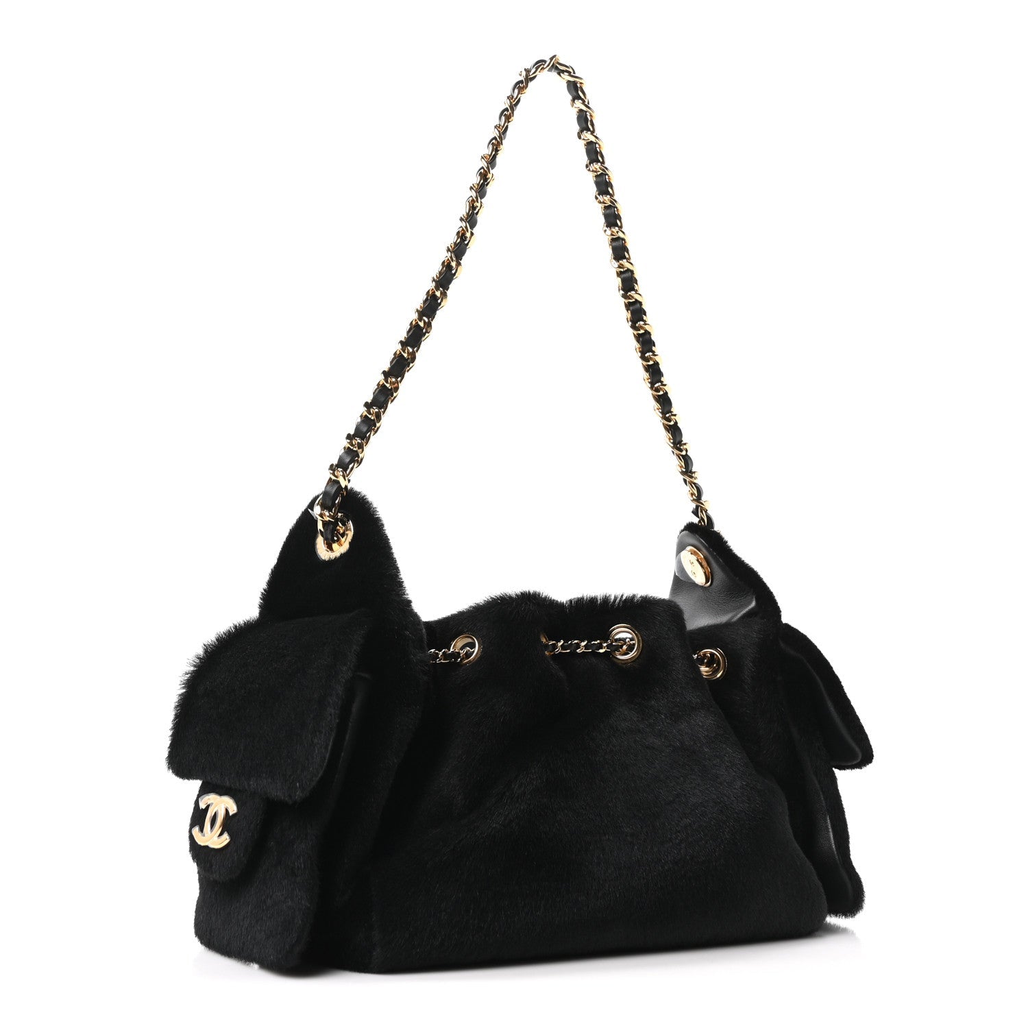 Pony Hair Mini Chanel 25 Handbag Black