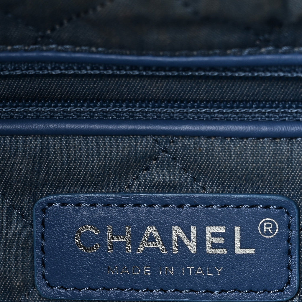 Denim Quilted Small Chanel 22 Blue