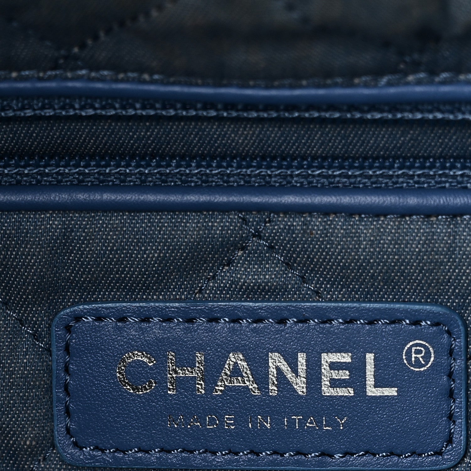 Denim Quilted Small Chanel 22 Blue