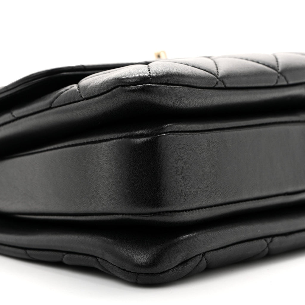 Lambskin Quilted Small Trendy CC Dual Handle Flap Bag Black