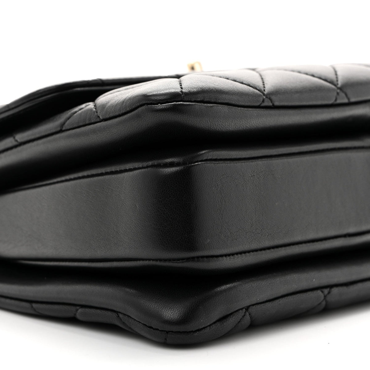 Lambskin Quilted Small Trendy CC Dual Handle Flap Bag Black