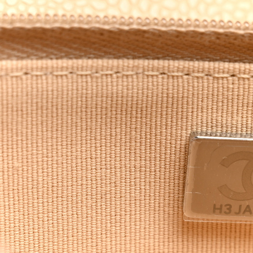 Caviar Quilted Wallet on Chain WOC Beige