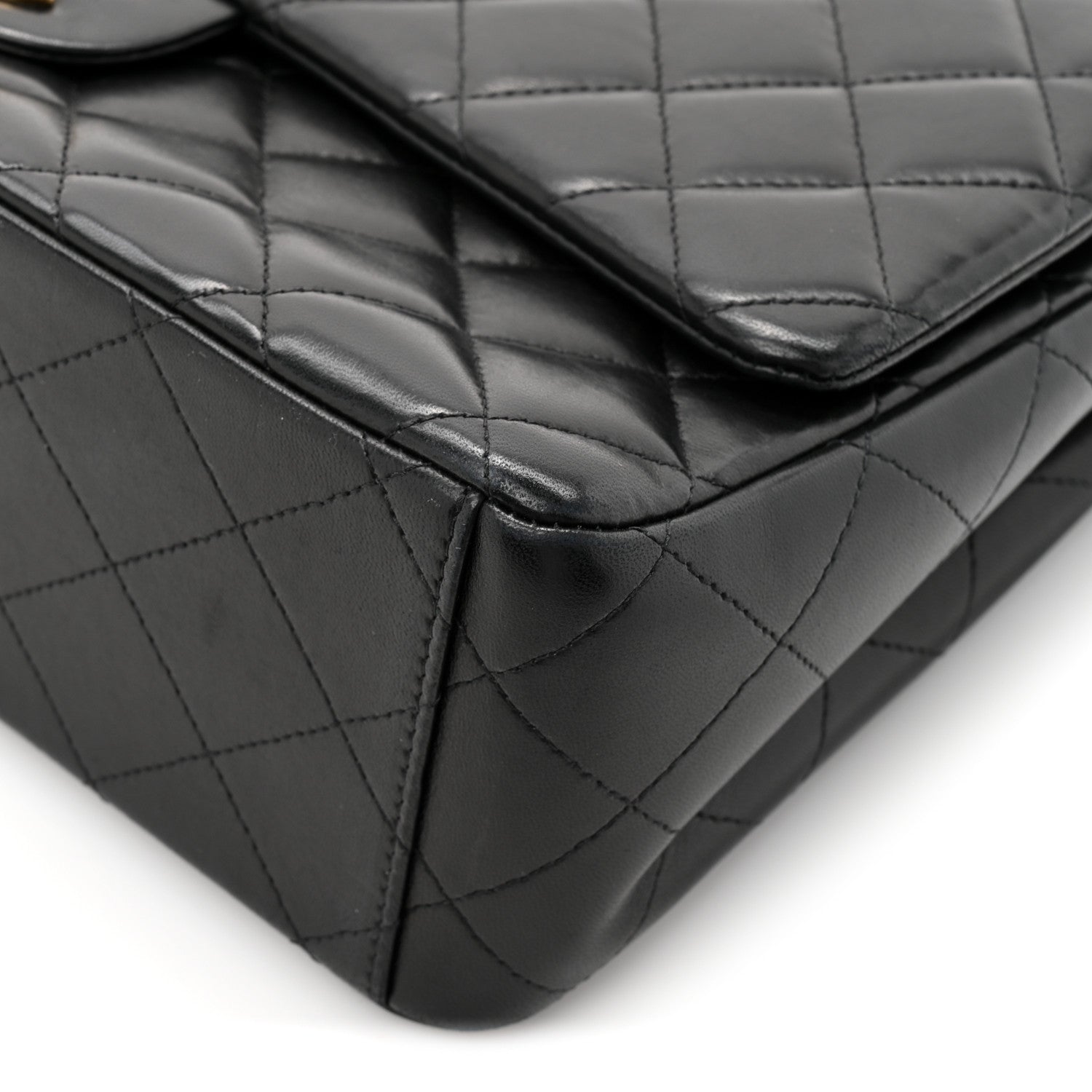 Lambskin Quilted Maxi Double Flap Black