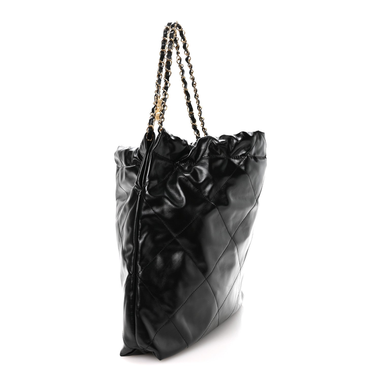Shiny Calfskin Quilted Small Chanel 22 Black