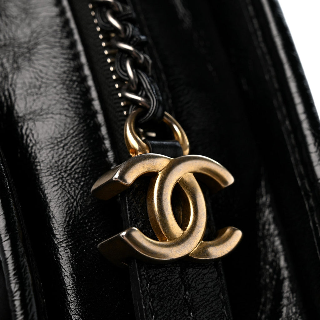 Tweed Calfskin Quilted Small Gabrielle Hobo Black Gold
