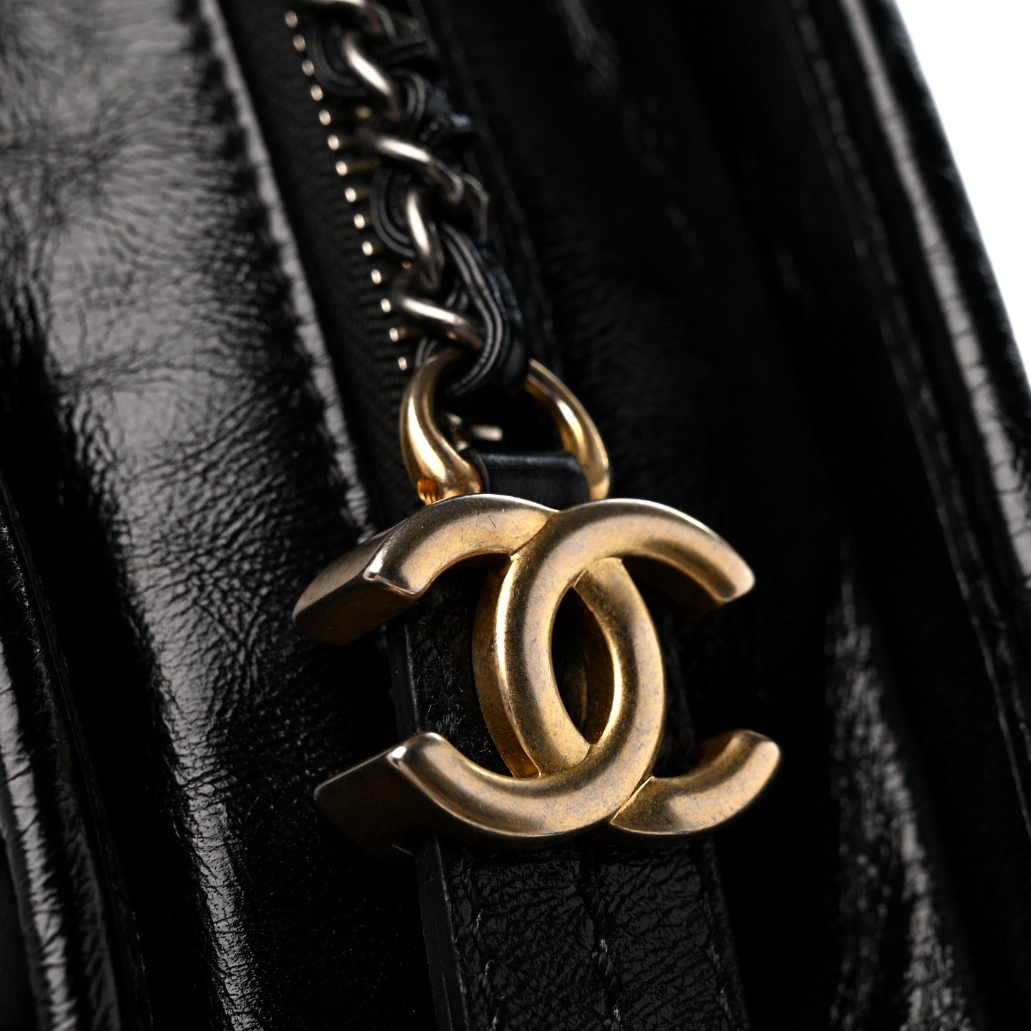 Tweed Calfskin Quilted Small Gabrielle Hobo Black Gold