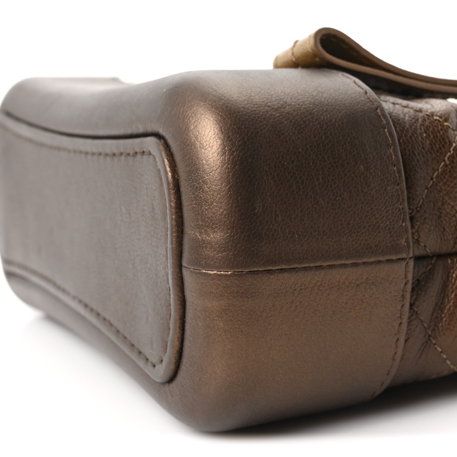 Metallic Goatskin Quilted Small Gabrielle Hobo Gold Bronze