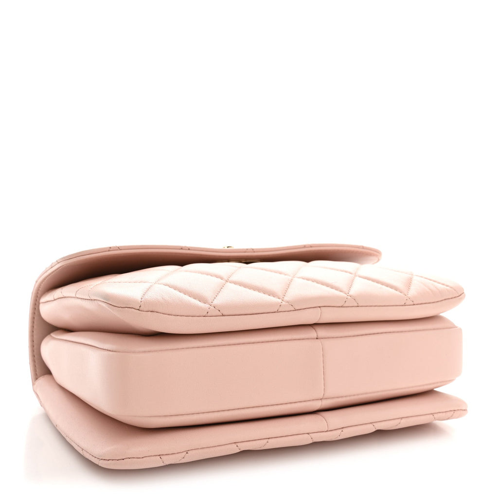 Lambskin Quilted Small Trendy CC Dual Handle Flap Bag Light Beige Light Pink