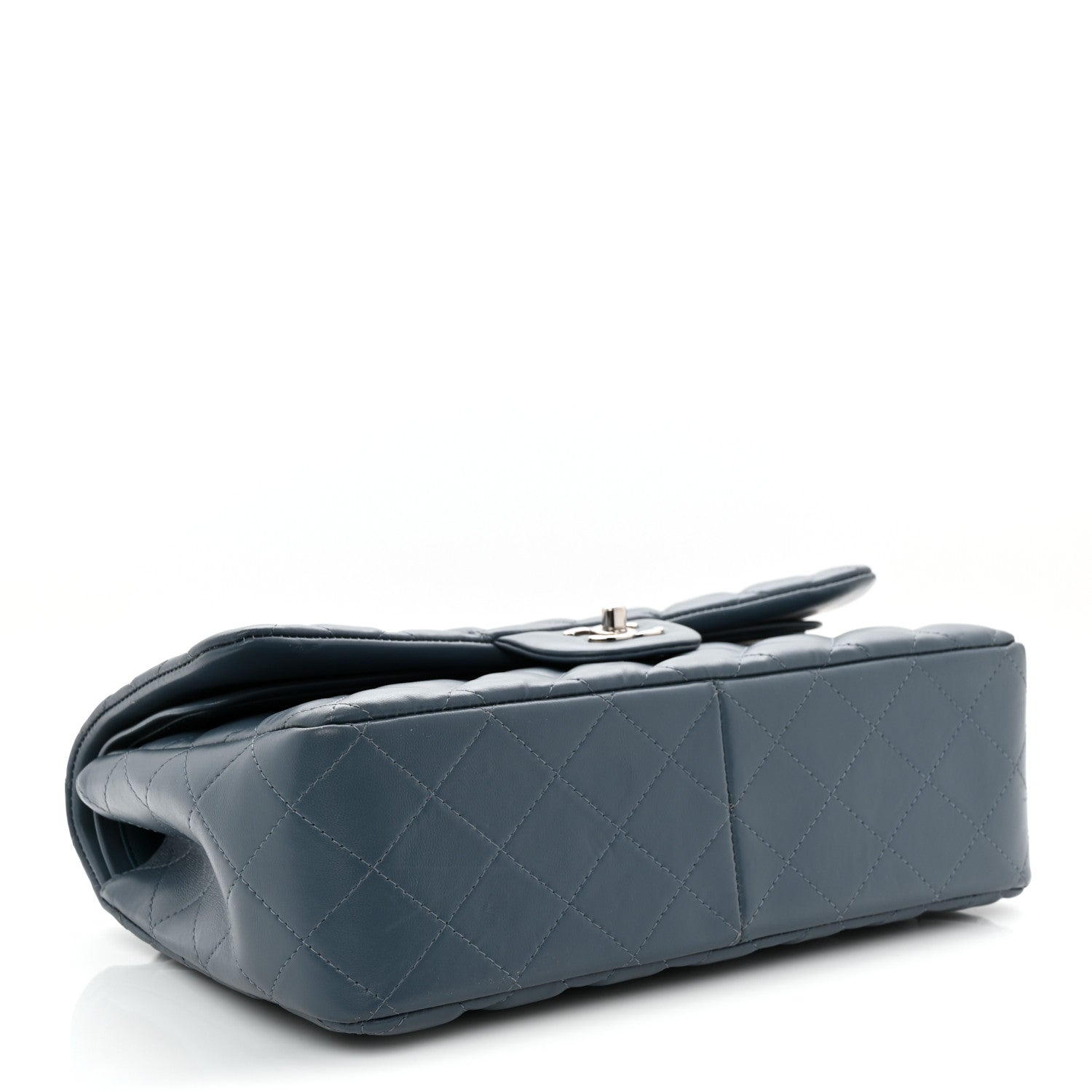 Lambskin Quilted Jumbo Double Flap Dark Blue
