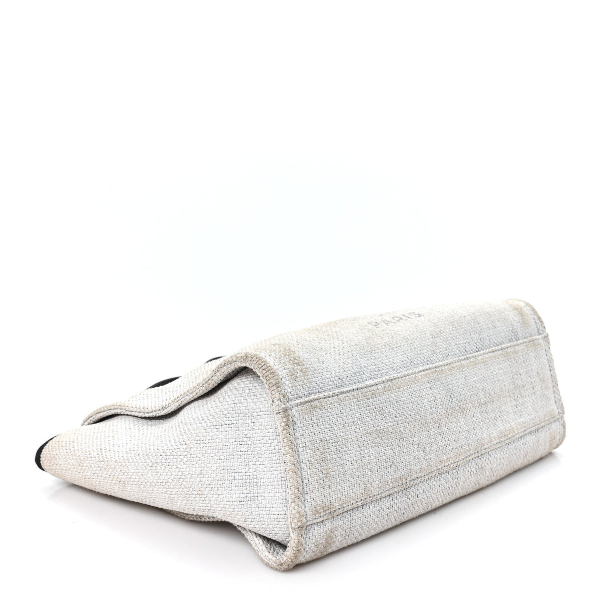 Woven Straw Raffia Small Deauville Tote Grey