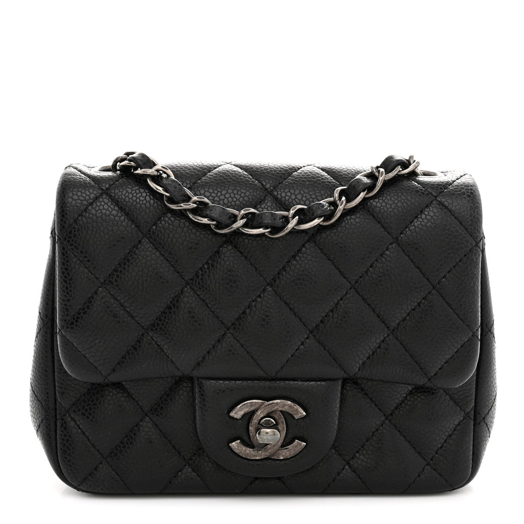 Caviar Quilted Mini Square Flap Black