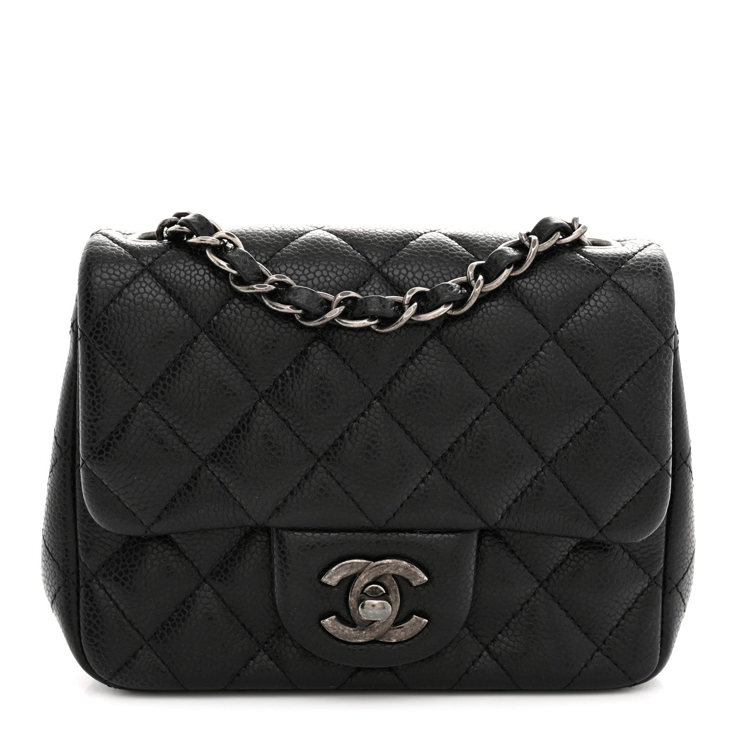 Caviar Quilted Mini Square Flap Black