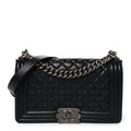 Lambskin Quilted Medium Boy Flap Black