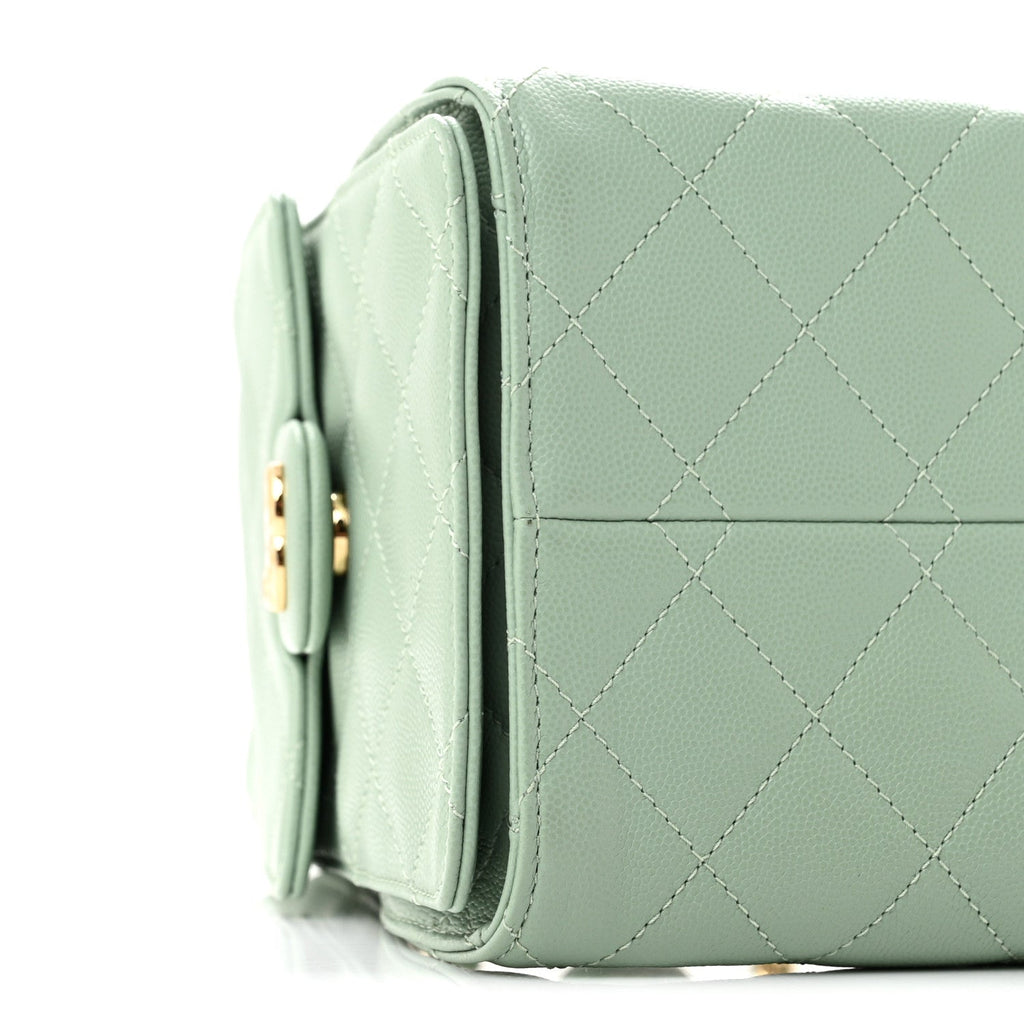 Caviar Quilted Small Chanel 25 Handbag Light Green