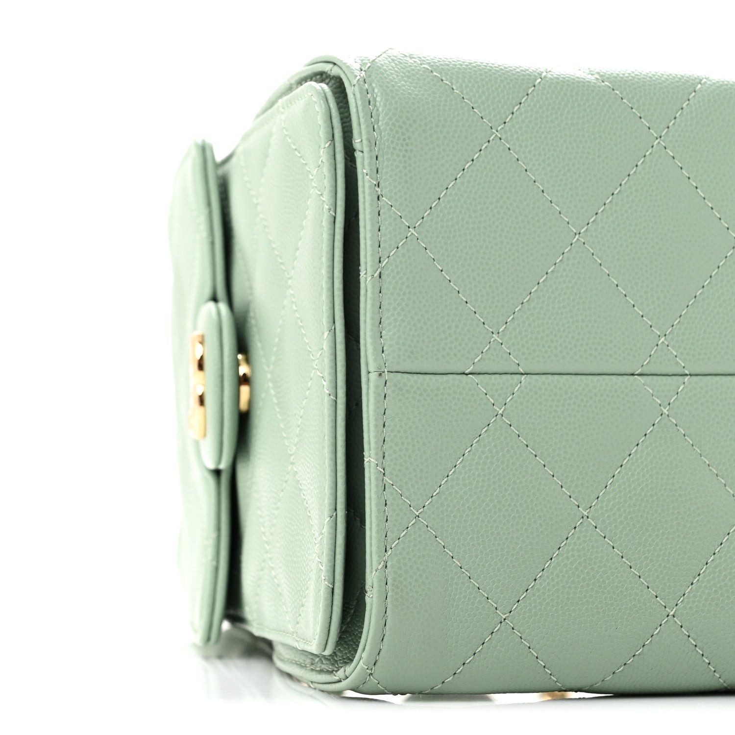 Caviar Quilted Small Chanel 25 Handbag Light Green