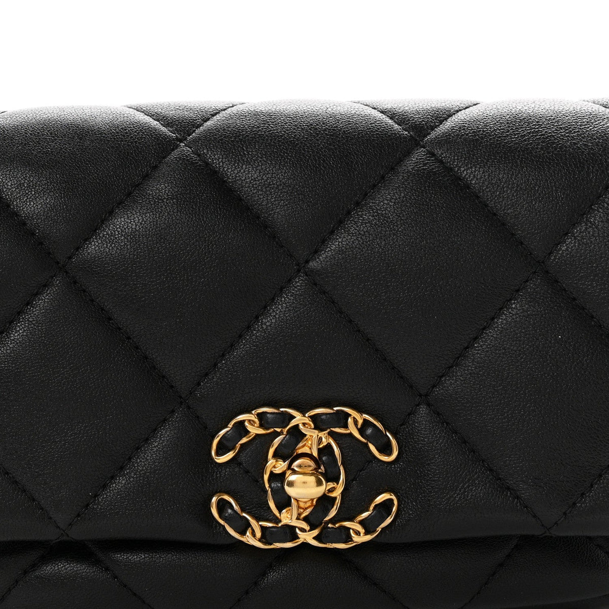Lambskin Quilted Chanel 19 Waist Bag Black