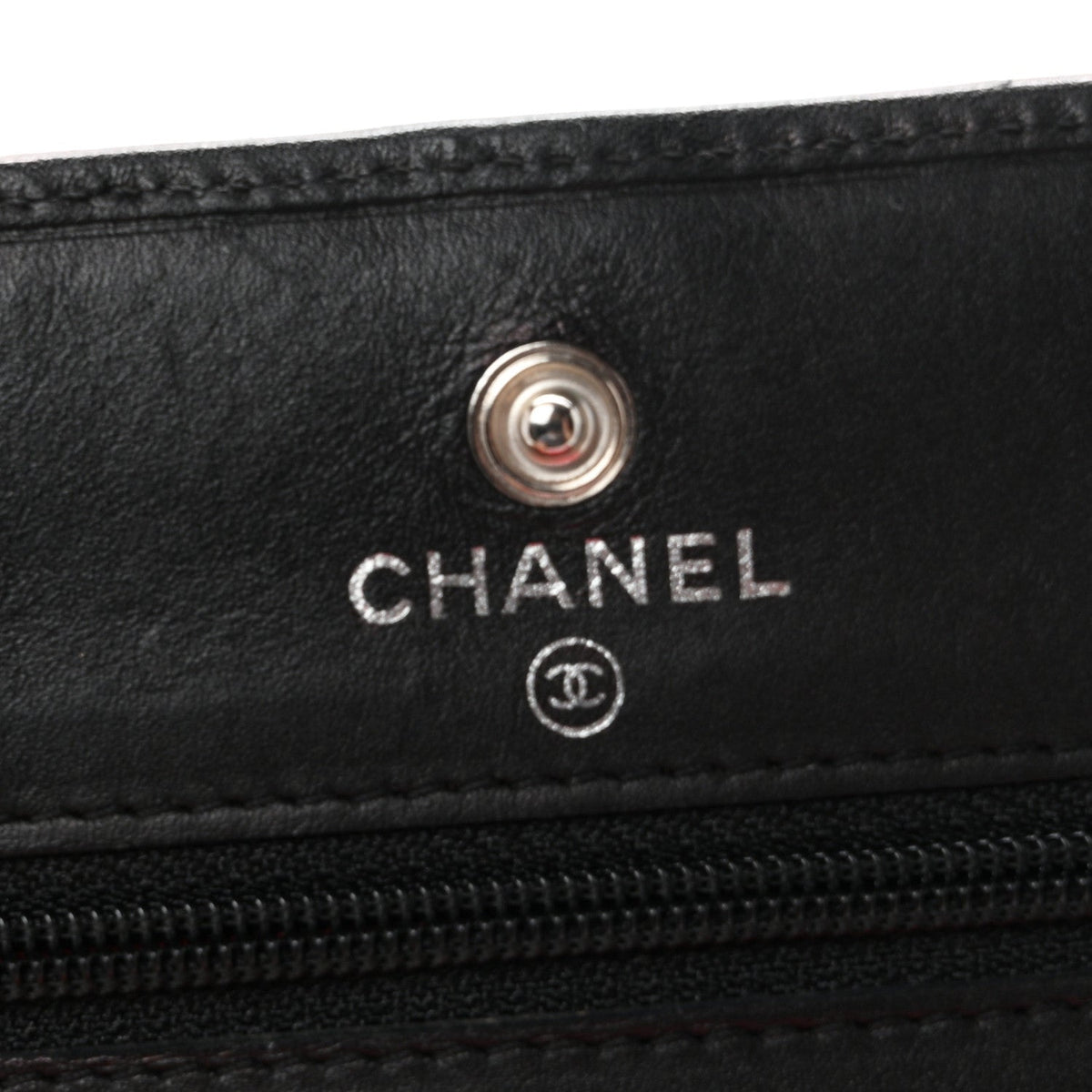 Calfskin Quilted Cambon Wallet on Chain WOC Black