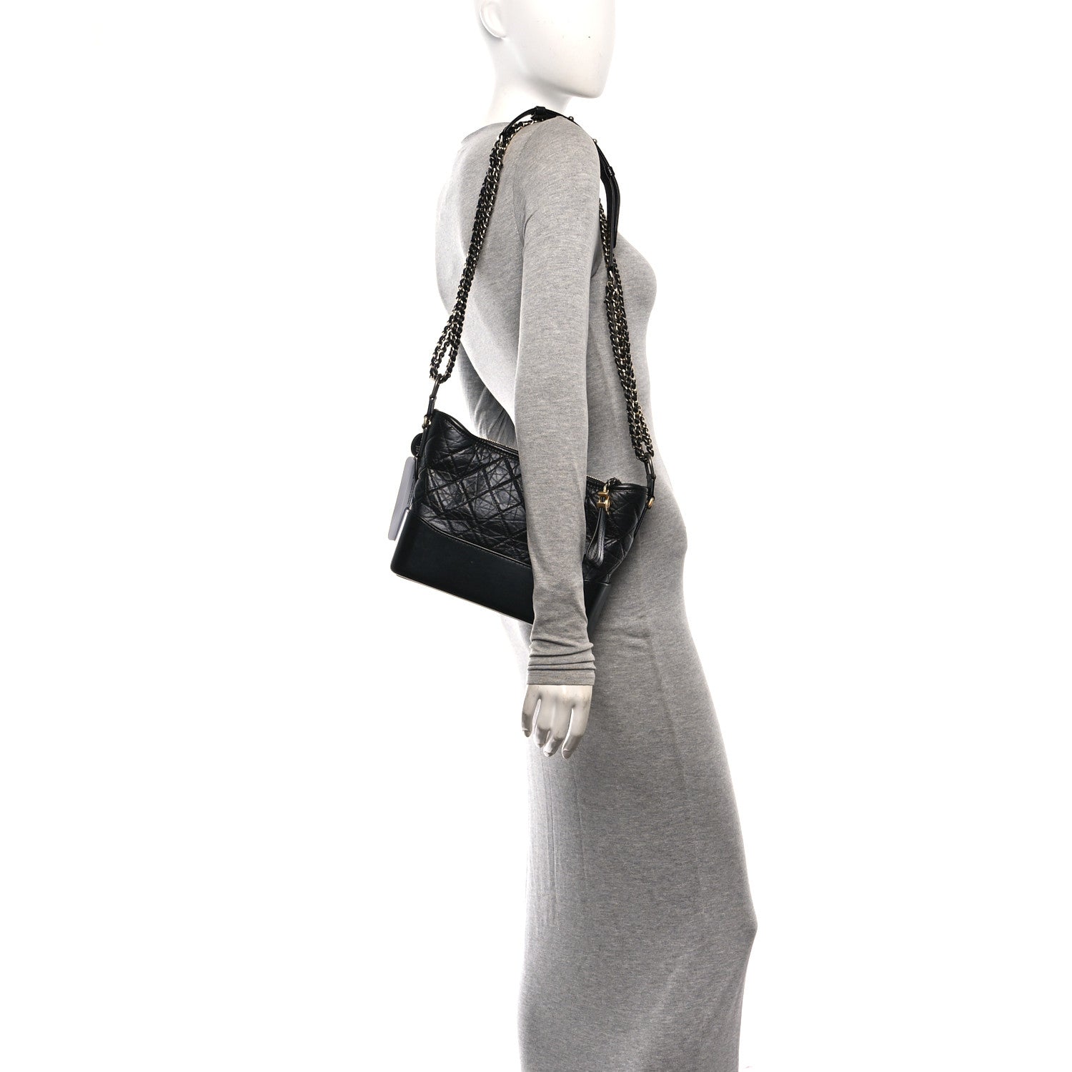 Aged Calfskin Quilted New Medium Gabrielle Hobo Black