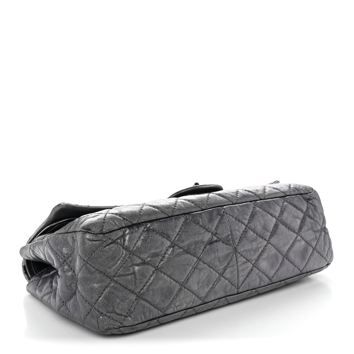 Metallic Aged Calfskin Quilted 2.55 Reissue 227 Flap Dark Silver